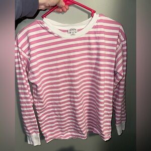 GUC XS J.Crew pink and white striped long sleeve top